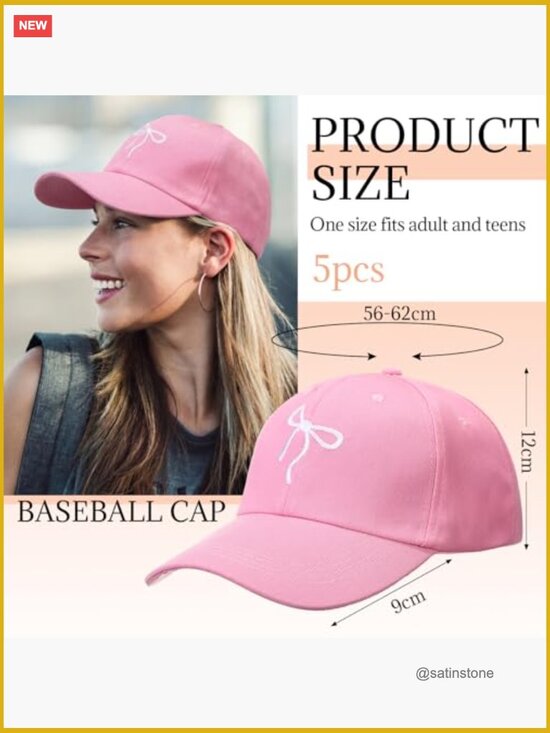 5 Pack Bow Baseball Cap Adjustable Y2K Fashion Trucker Hat for Hiking Travel main image 7